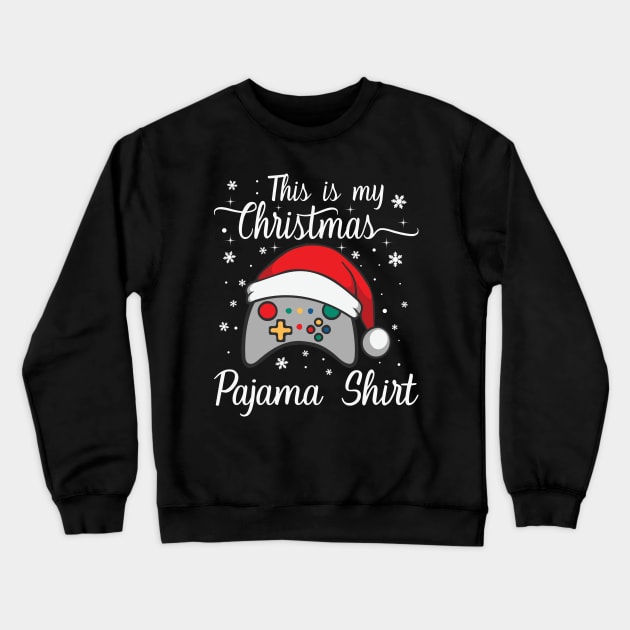 This Is My Christmas Pajama Santa Hat Gamer Video Games Crewneck Sweatshirt by DragonTees